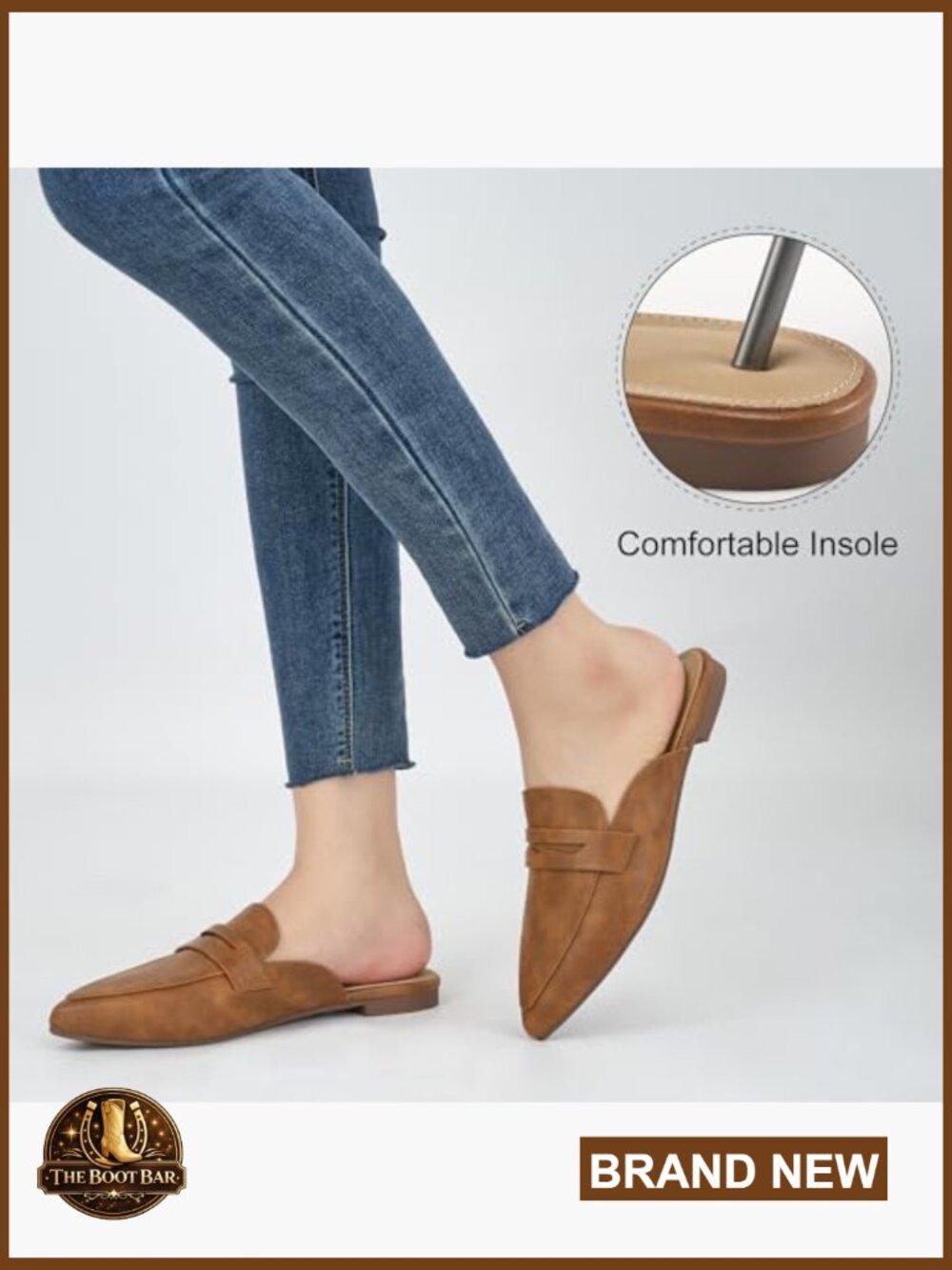Slingback Flats Mules for Women Pointed Toe Backless Loafers Business Casual - Picture 6 of 7